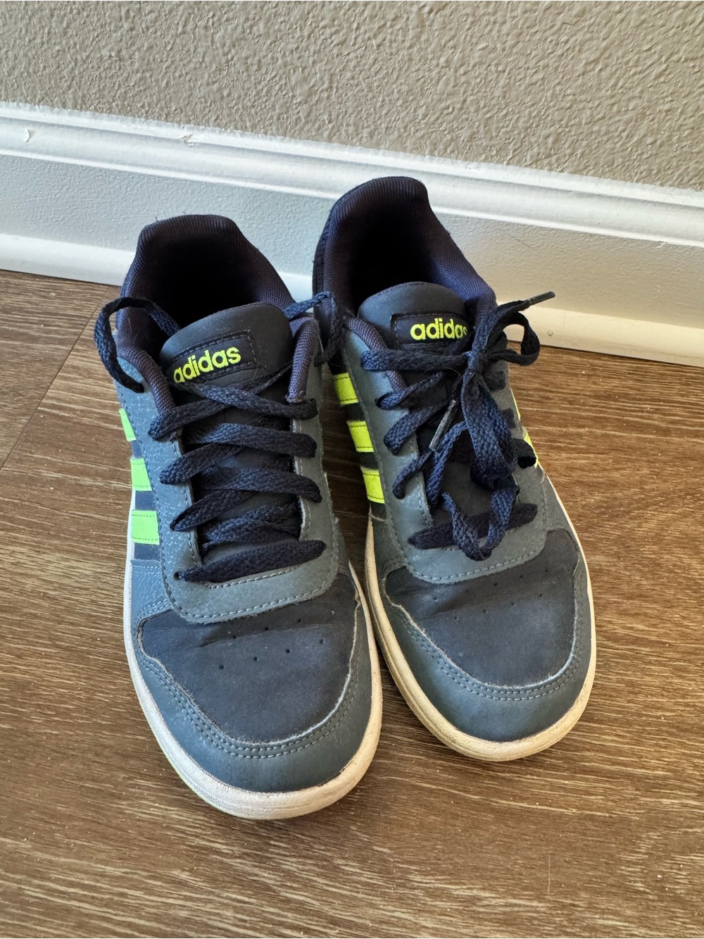 adidas Kids Navy and Neon Green Low-Top Sneakers